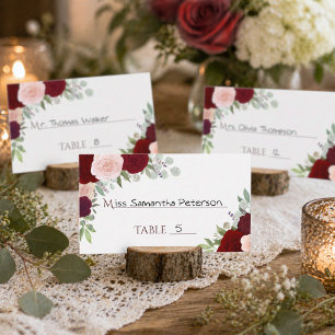 Placement Carte d'accompagnement de mariage Roses Rouges & R