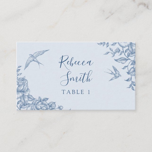 Placement Carte de Baby shower Dusty Blue Chinoiserie (Devant)