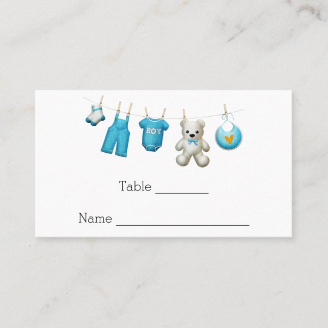 Placement Carte de Baby shower moderne Cute Blue Boy (Devant)