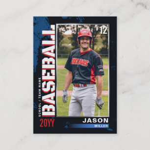 Placement Carte de baseball personnalisée, rouge bleu 10 piè