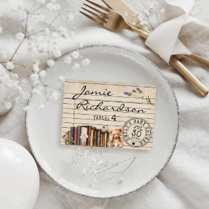 Placement Carte de bibliothèque vintage pour Baby Shower
