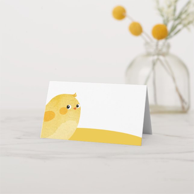 Placement Carte de buffet de Pâques vierge avec poulet jaune (Devant)