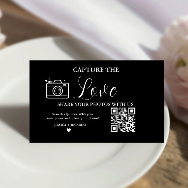 Placement Carte de code QR de mariage Capture the Love Photo (Créateur téléchargé)