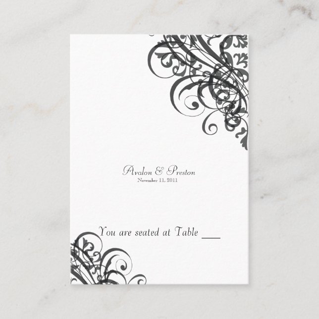 Placement Carte de défilement Baroque Noir & Blanc (Devant)