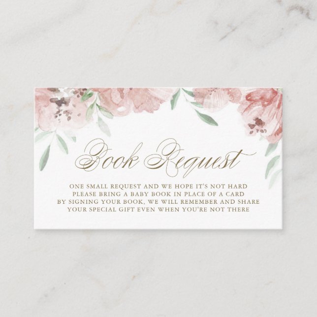 Placement Carte de demande de Baby shower Floral Rose Mauve (Devant)