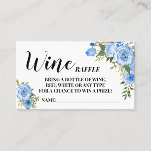 Placement Carte de Fête des mariées Bleu Fleurs Vin Raffle B