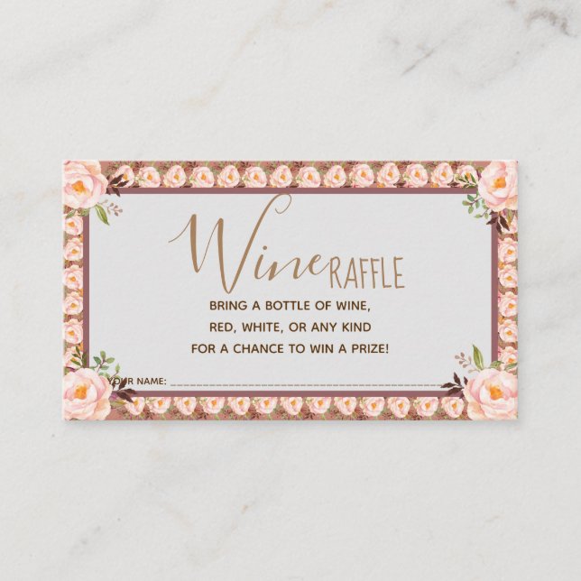 Placement Carte de Fête des mariées Mariage de vin rose Flor (Devant)