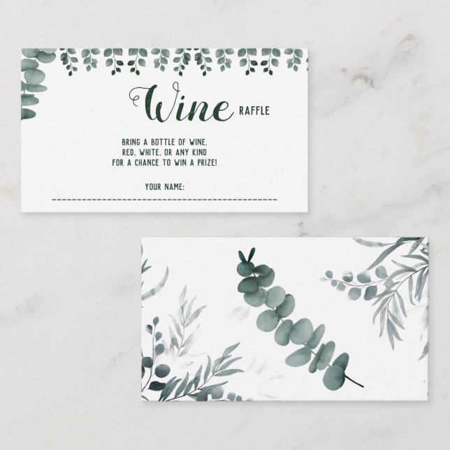 Placement Carte de Fête des mariées Mariage Eucalyptus Wine  (Devant / Derrière)