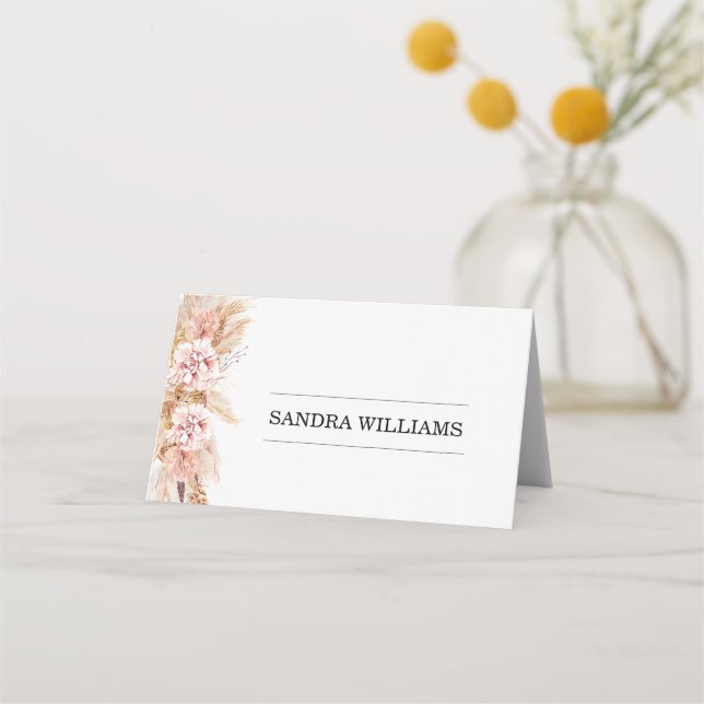 Placement Carte de la place de l'herbe Blush Boho Floral Pam (Devant)