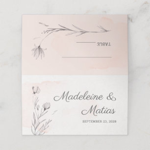 Placement Carte de la place mariage romantique grise et pêch