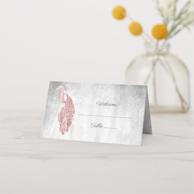 Placement Carte de la réception Pink Peacock (Devant)