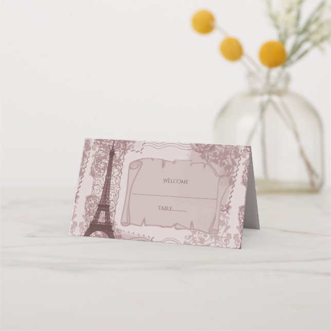 Placement Carte de la réception rose parisienne (Devant)