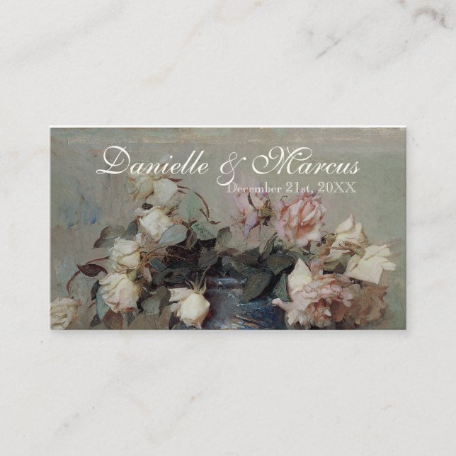 Placement Carte de la table - Crème impressionniste Roses ro (Devant)