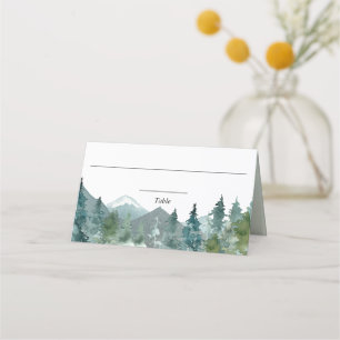 Placement Carte de lieu à aquarelle de forêt de montagnes ru