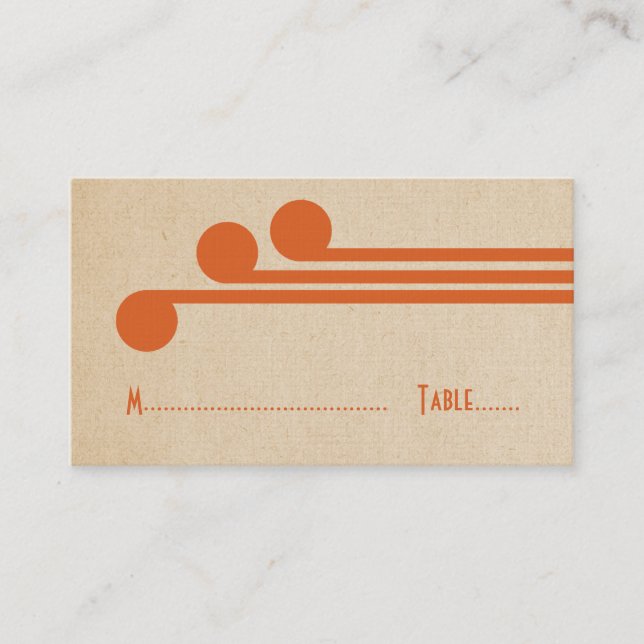 Placement Carte de lieu chic Orange Deco (Devant)