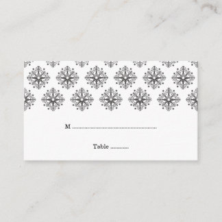 Placement Carte de lieu de mariage d'hiver noir + blanc