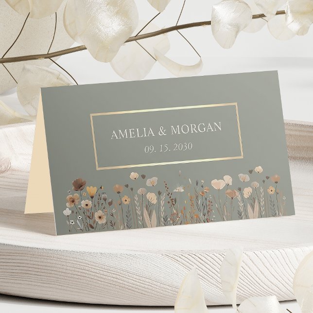 Placement Carte de lieu de mariage vert sauge bohème (Créateur téléchargé)