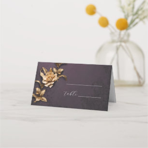 Placement Carte de lieu de mariage vintage du feuillage doré