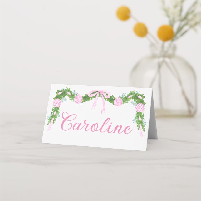 Placement Carte de lieu de Noël de l'Ornement rose (Devant)