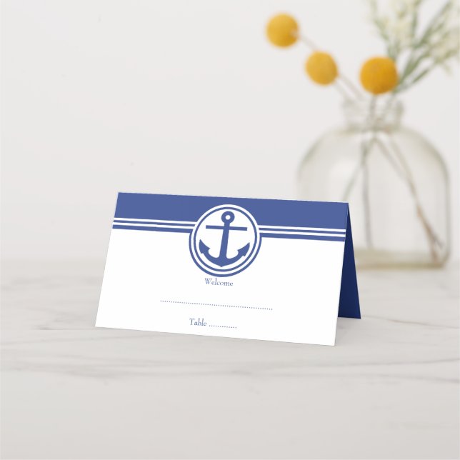Placement Carte de lieu de réception d'Ancres nautiques bleu (Devant)