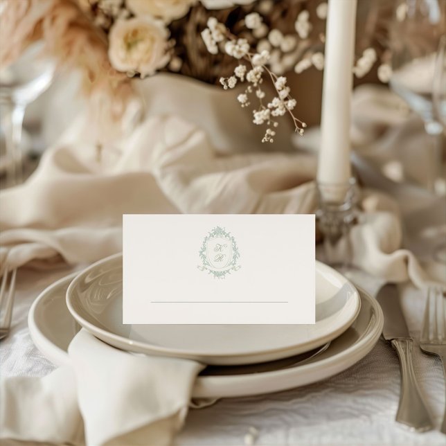 Placement Carte de Mariage classique Floral Crest (Créateur téléchargé)