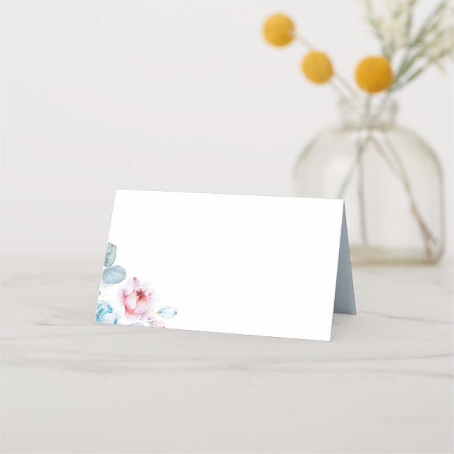Placement Carte de Mariage couleur bleu et rose (Devant)