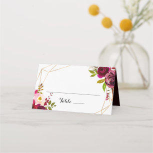 Placement Carte de Mariage de Bourgogne Géométrique Rustique