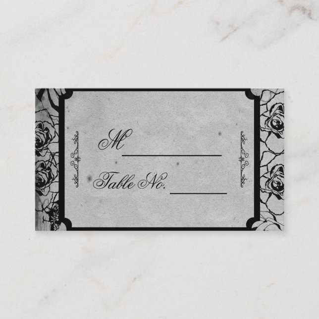 Placement Carte de Mariage de cadre gothique Rose noir (Devant)