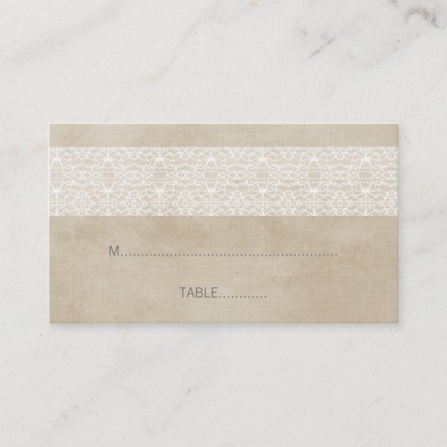 Placement Carte de Mariage de dentelle ivoire Rustique (Devant)