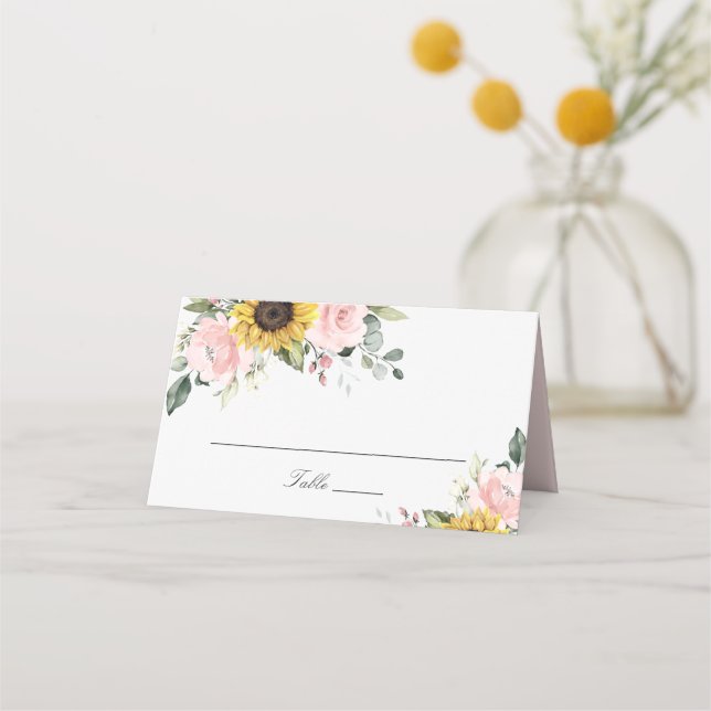 Placement Carte de Mariage de fleurs blanches rose (Devant)