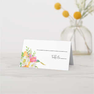 Placement Carte de Mariage de la tulipe rose Aquarelle