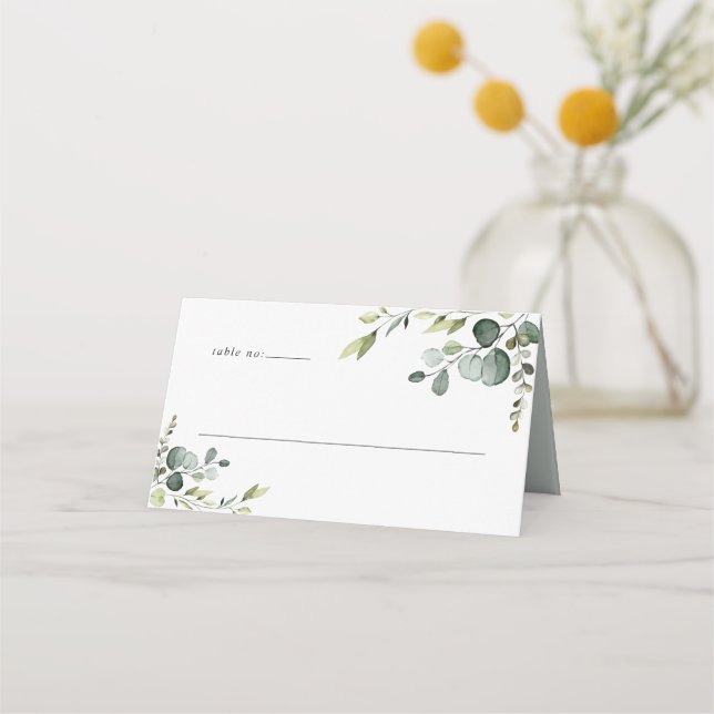 Placement Carte de Mariage de verdure moderne pliée (Devant)