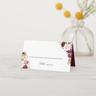 Placement Carte de Mariage Floral Burgundy Vert