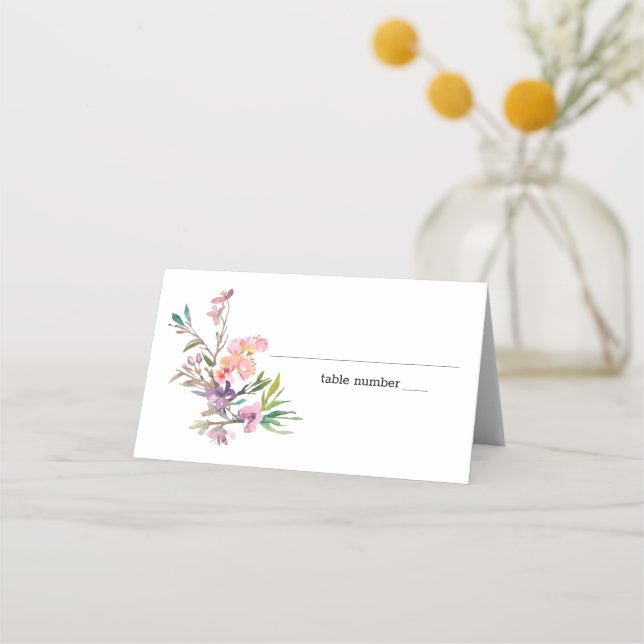 Placement Carte de mariage florale à fleur de cerisier rose (Devant)