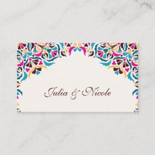 Placement Carte de mariage florale fantaisiste bleu magenta