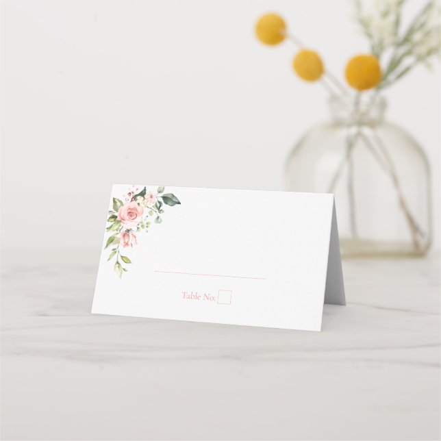 Placement Carte de Mariage florale simple rose WAtercolor (Devant)