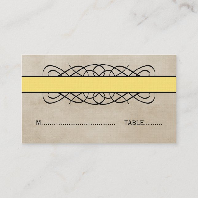 Placement Carte de Mariage frontalier jaune (Devant)