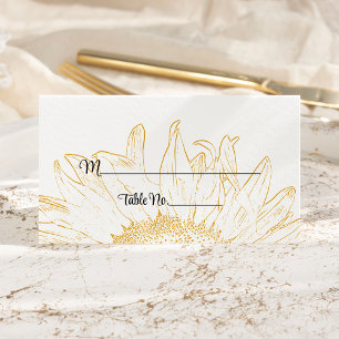 Placement Carte de Mariage graphique de tournesol jaune
