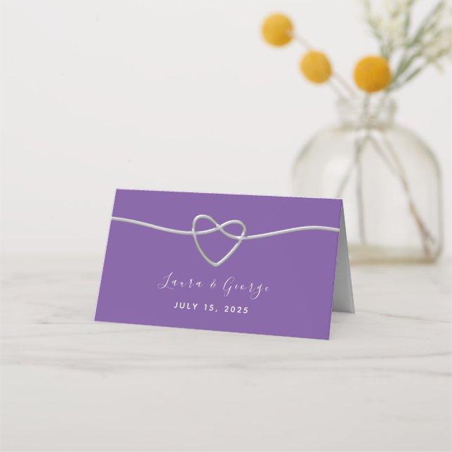 Placement Carte de Mariage minimaliste violet (Dos)