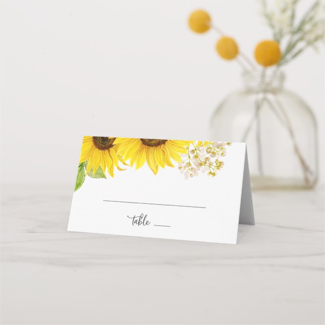 Placement Carte de Mariage plié de tournesol de pays (Devant)