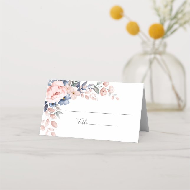 Placement Carte de Mariage rose floral (Devant)