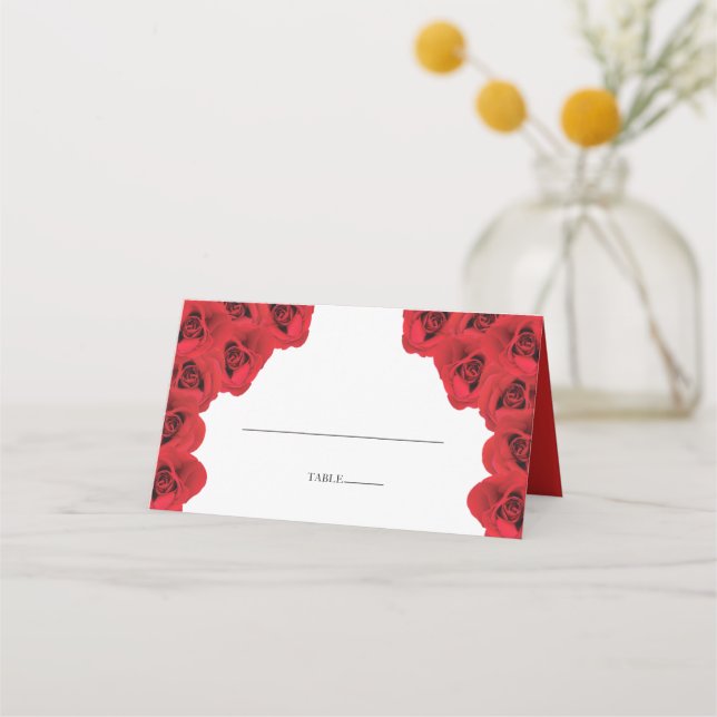 Placement Carte de Mariage Rustique Red Roses (Devant)