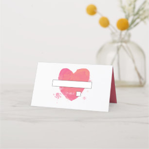 Placement Carte de Mariage Rustique Watercolor Heart