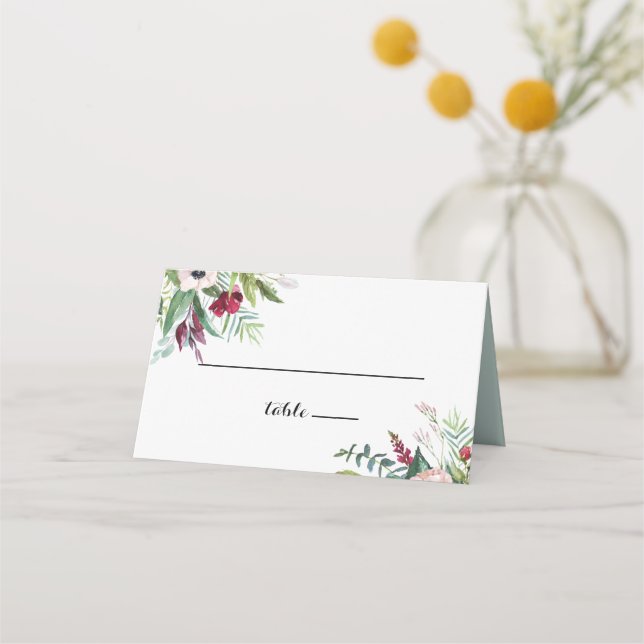 Placement Carte de Mariage Tropical Floral and Greenery (Devant)