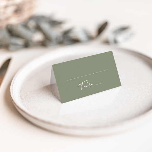 Placement Carte de Mariage vert Dusty simple pliée (Créateur téléchargé)