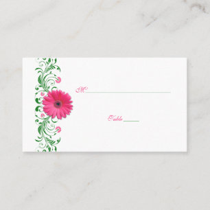 Placement Carte de Mariage verte Rose Gerbera Daisy