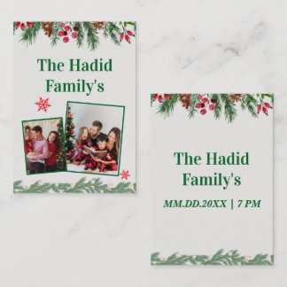 Placement Carte de Noël de fête de famille avec photo vintag
