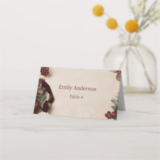 Placement Carte de Noël en velours avec motif floral de Bour