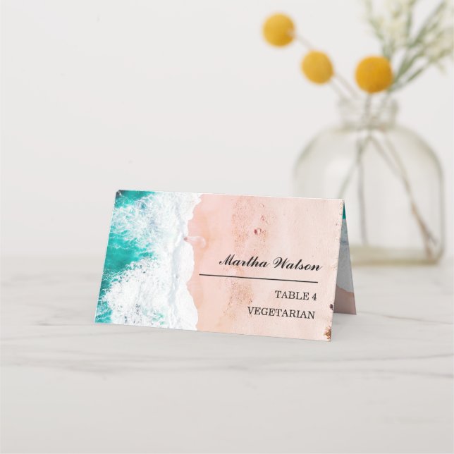 Placement Carte de nom de mariage de plage avec photo person (Devant)
