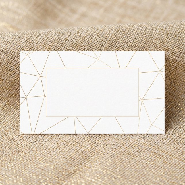 Placement Carte de nom d'hôte du cadre d'or géométrique (Geometric gold frame guest name place card.)